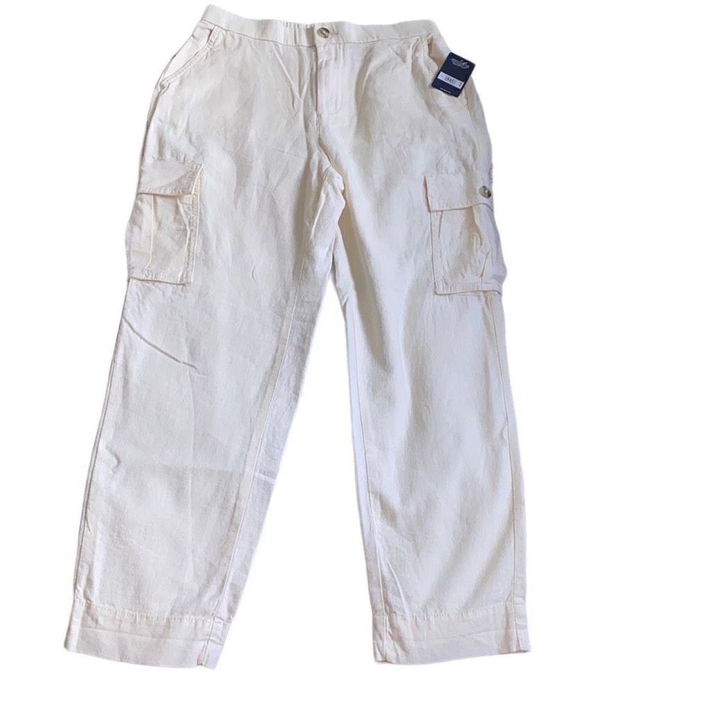 Lucky Brand NWT Linen Cargo Pants Cream Coastal Cowgirl Small Style 7WD2813 S379